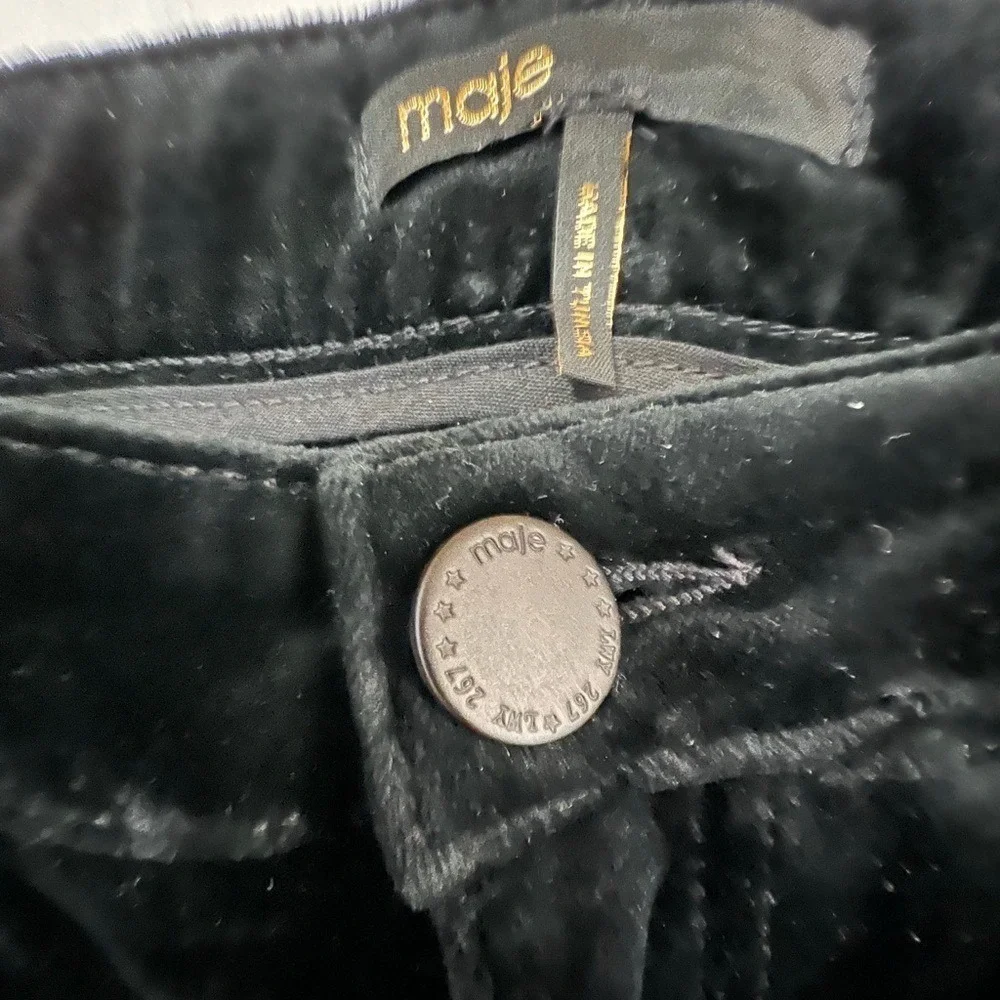 Maje Velvet Black Trousers Pants Jeans 34 XS‎ Grunge Old Money Classic Basic